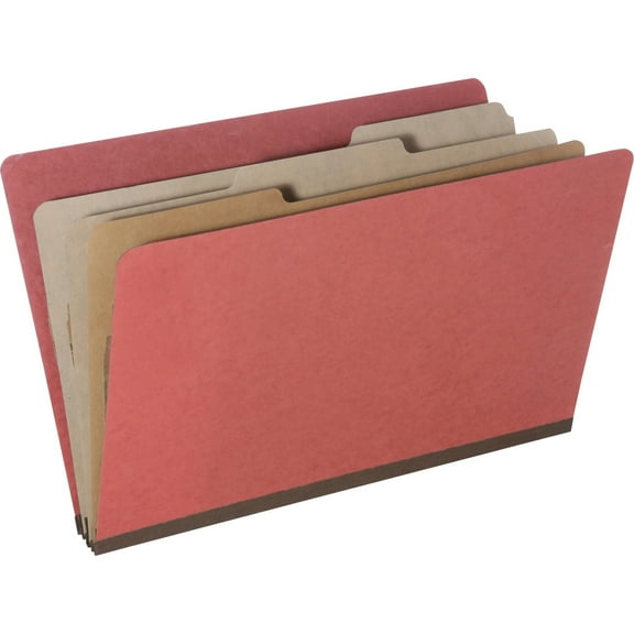 SKILCRAFT, NSN5726205, 8-Section Classification Folders, 10 Per Pack, Earth Red