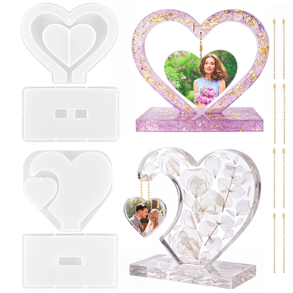 Aovky Photo Frame Resin Molds , Large Heart Shape Silicone Molds for Resin Casting, DIY Picture Frame Epoxy Resin Molds for Art Craft Home Decoration Wedding Birthday