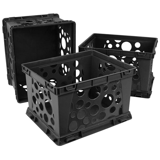 Storex Large Storage Crate, 3Pack, BlackColorBlack