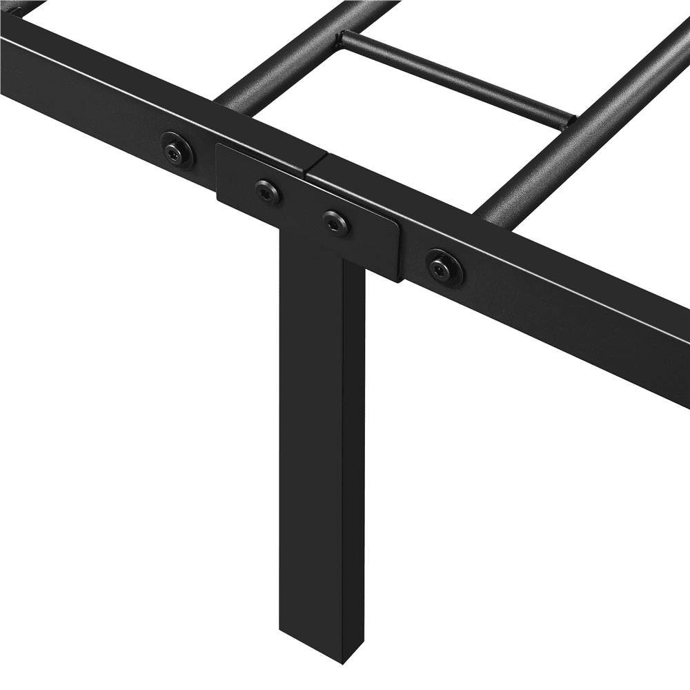 Yaheetech Black Metal Platform Twin Bed with X Design Headboard and Footboard