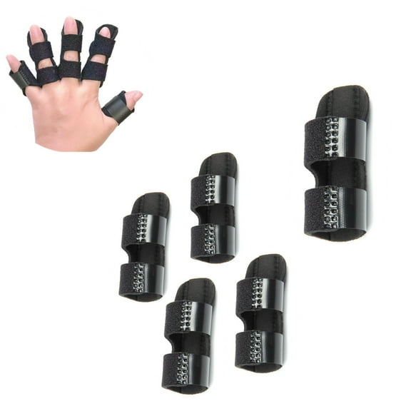 JOWNEEL 5Pcs Trigger Finger Splint, Finger Braces Joint Stabilizer, Adjustable Mallet Splint and Hand Brace, Finger Straightener– Fits Thumb, Index, Middle, Ring and Pinky Finger(5PCS)