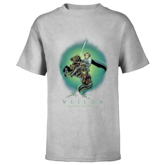Lucasfilm Willow Movie General Kael on Horse Illustrated - Short Sleeve T-Shirt for Kids - Customized-Athletic Heather