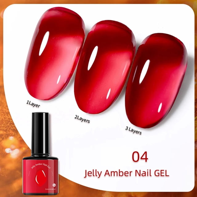 Set de esmaltes de uñas en gel color ámbar translúcido (6 colores). Kit de esmaltes en gel LED para manicura y decoración de uñas, uso en salón y en casa. 8 ml de crema facial.