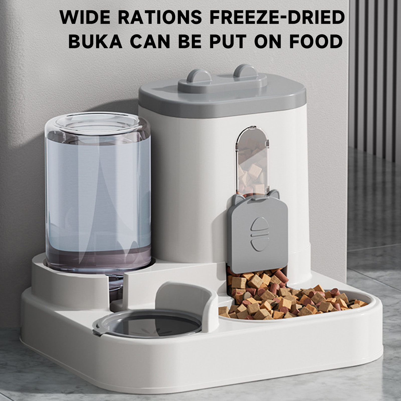 Automatic Dog Feeder and Dog Water Dispenser with Large Capacity Gravity Self Feeding Station for Medium Dogs and Puppies and for Cat Bowls，Pink