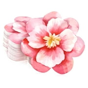 SKYSONIC 100-Piece Floral Paper Plates for Summer Hawaiian Luau, Tropical Themed Parties, 8.8-Inch Hibiscus Design for Bridal Showers and Birthday Decorations