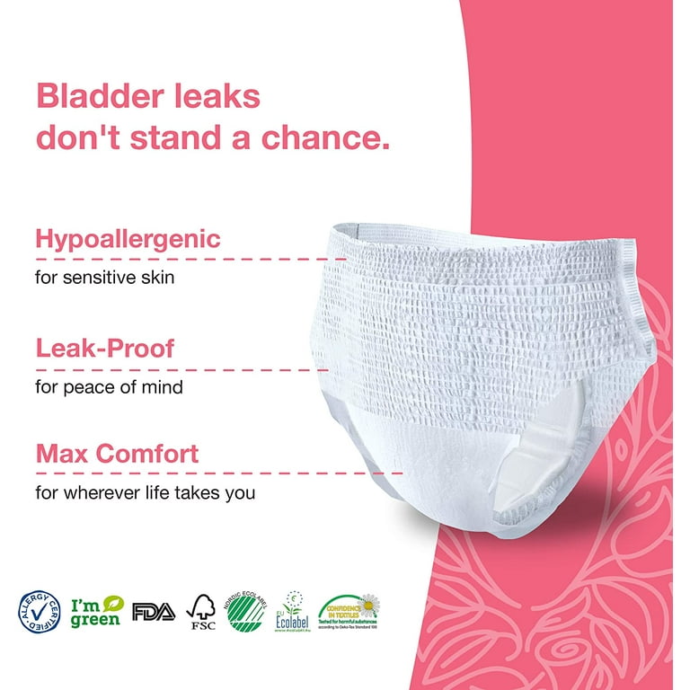 Veeda Natural Premium Incontinence Underwear for Women, for Bladder Leakage  Protection, Maximum Absorbency, Extra Large Size, 10 Count