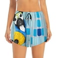 thumbnail image 2 of Xecao's French Bulldog Dog in a Bathtub for a double-layer running short for women, perfect for gym, tennis, and more, featuring a convenient pocket., 2 of 9
