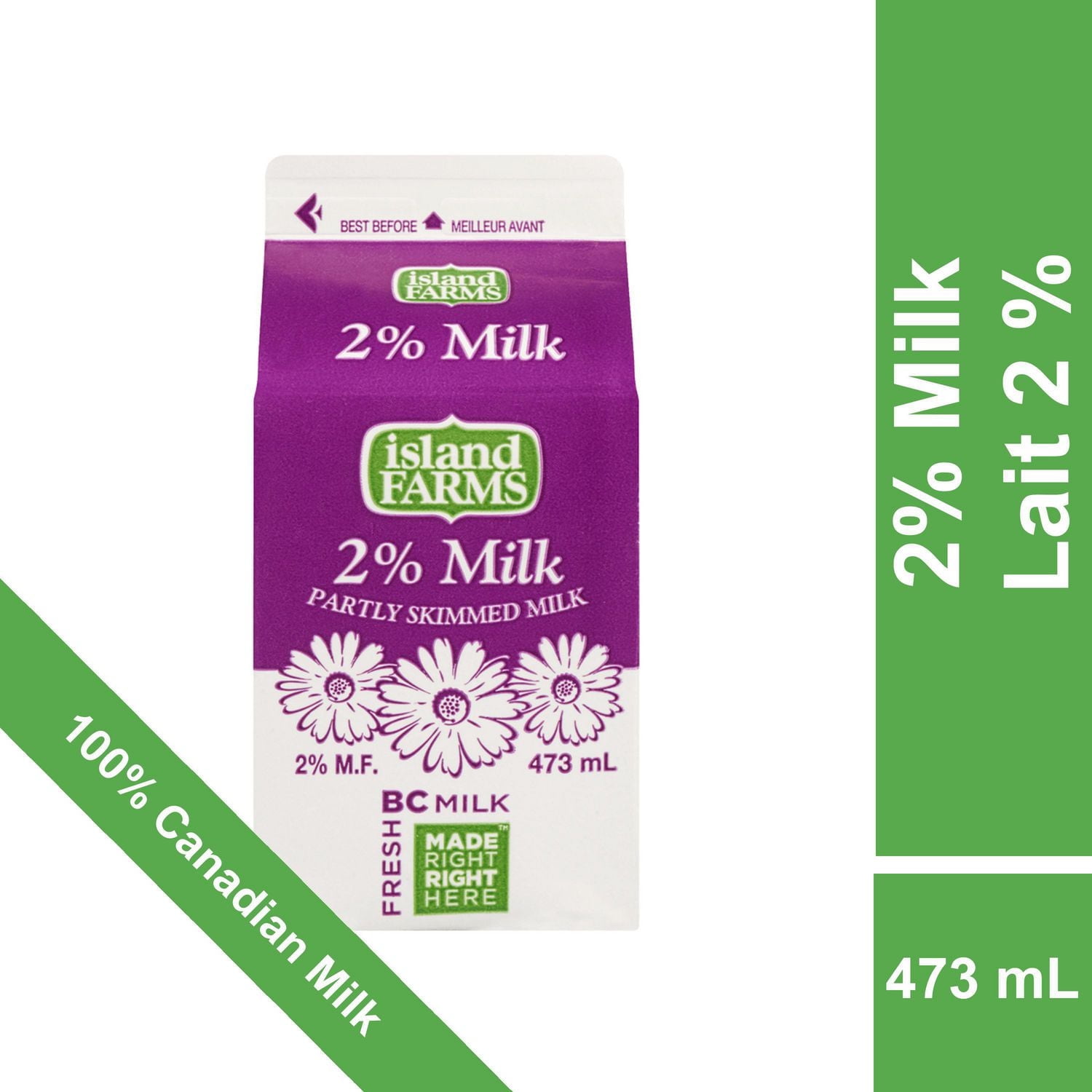 Island Farms 2% Partly Skimmed Milk, 473 mL