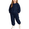 thumbnail image 2 of Dnhxils Girls Athletic Sets Kids Two Piece Outfits Long Sleeve Pullover Sweatpants with Pockets for Teen Girls Fall Sports Clothes, 2 of 9