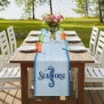 thumbnail image 4 of Navy Blue Seahorse Table Runner, Summer Coastal Bubbles Ocean Waves Washable Cotton Linen Table Runners 48 Inches Long, Dresser Scarf Runner for Nightstand/Coffee/End Tables 13''x48'', 4 of 9