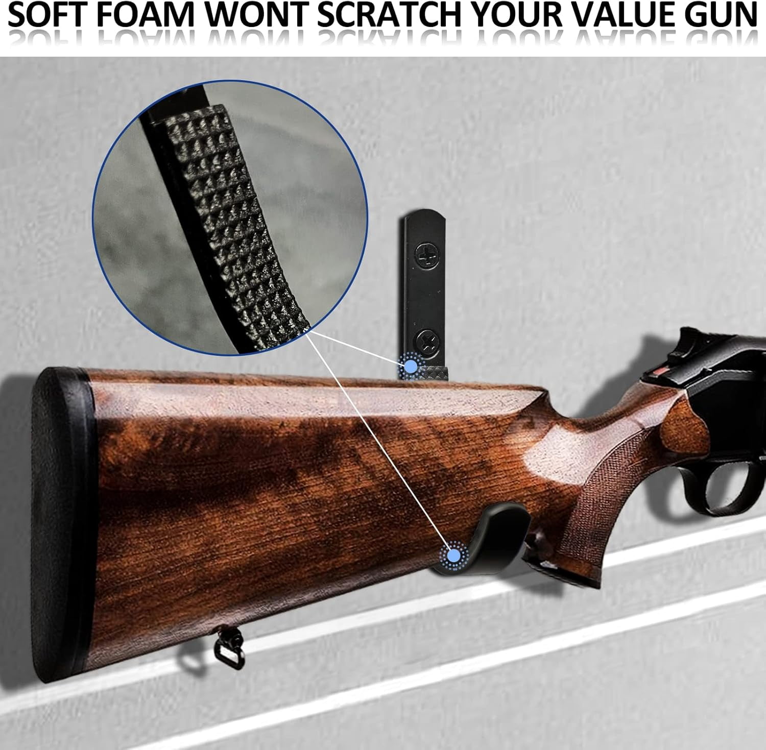 Wall Mount Gun Rack & Gun Hooks, Heavy Duty Metal Hangers for Rifle, Shotgun and Bow Storage, 2pc Set