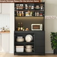 thumbnail image 7 of Homfa 70.9'' Kitchen Pantry Cabinet with Charging Station and LED Light, 3 Drawers Buffet Storage Cabinet with Glass Doors and Adjustable Shelves, Black, 7 of 7