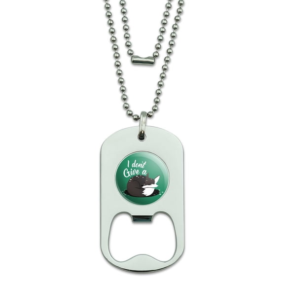 Black Fox I Don't Give A Pun Military Dog Tag Bottle Opener Pendant
