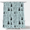thumbnail image 2 of Christmas Tree Shower Curtain Blue Black Grey Xmas Tree Retro Christmas Tree Snowflake Merry Christmas Pine Pattern New Year Rustic Winter Holiday Fabric Bath Curtain Set with Hook, 2 of 4