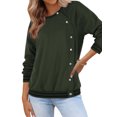 thumbnail image 4 of Xuanfei Women Round Neck Button Closure Long Sleeve Colorblock Top, 4 of 7
