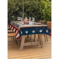thumbnail image 3 of Outdoor Tablecloth with Umbrella Hole for Patio/Picnic/Party/Camping, Anniversary USA Flag Waterproof Table Cloth Rectangle Table Cover Washable, Eagle Blue Red Vintage (60"x 120"), 3 of 9