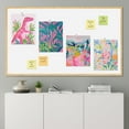 thumbnail image 4 of PixonSign Adhesive Wall Art Playful Dinosaur and Abstract Nature Landscape Illustrations Posters, Set of 4 Pink Boho Pastel Fine Art Multicolor Canvas Prints for Home Decor - 11"x14", 4 of 5