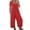 Red, variant on Women Short Sleeve Scoop Neck Wide Leg Jumpsuit Casual Loose Outfit with Pockets