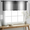thumbnail image 2 of Black White Valance Curtains for Kitchen/Living Room/Bathroom/Bedroom Window, Rod Pocket Small Topper Half Short Window Curtains Voile Sheer Scarf, Gradient Gray Monochrome Minimalist Stripe 54"x18", 2 of 8