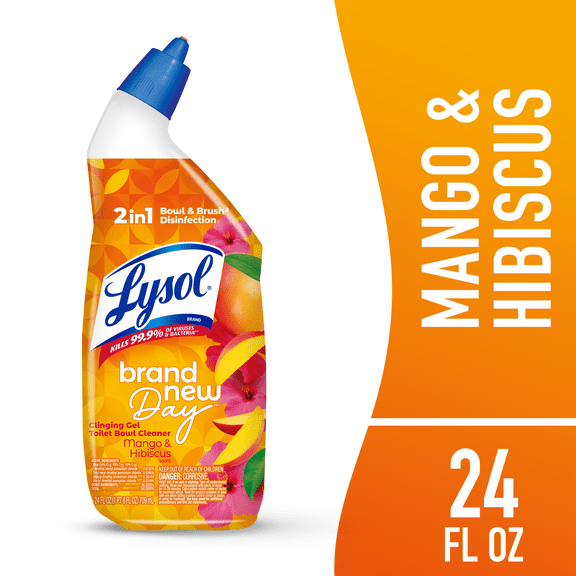 Lysol® Toilet Bowl Cleaner Gel, For Cleaning and Disinfecting, Stain Removal, Brand New Day, Mango and Hibiscus, 24oz