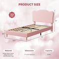 thumbnail image 3 of Yeshouse Estructura de cama individual infantil con cabecero festoneado, plataforma tapizada en terciopelo, listones de madera resistentes, no requiere somier, 3 of 9