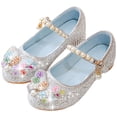 thumbnail image 7 of Staki Girls Ballet Flats Girls Dress Shoes Mary Jane Ballet Flats Flower School Shoes for Wedding Party Toddler/Little/Big Kid Silver,2 Big Kid, 7 of 7
