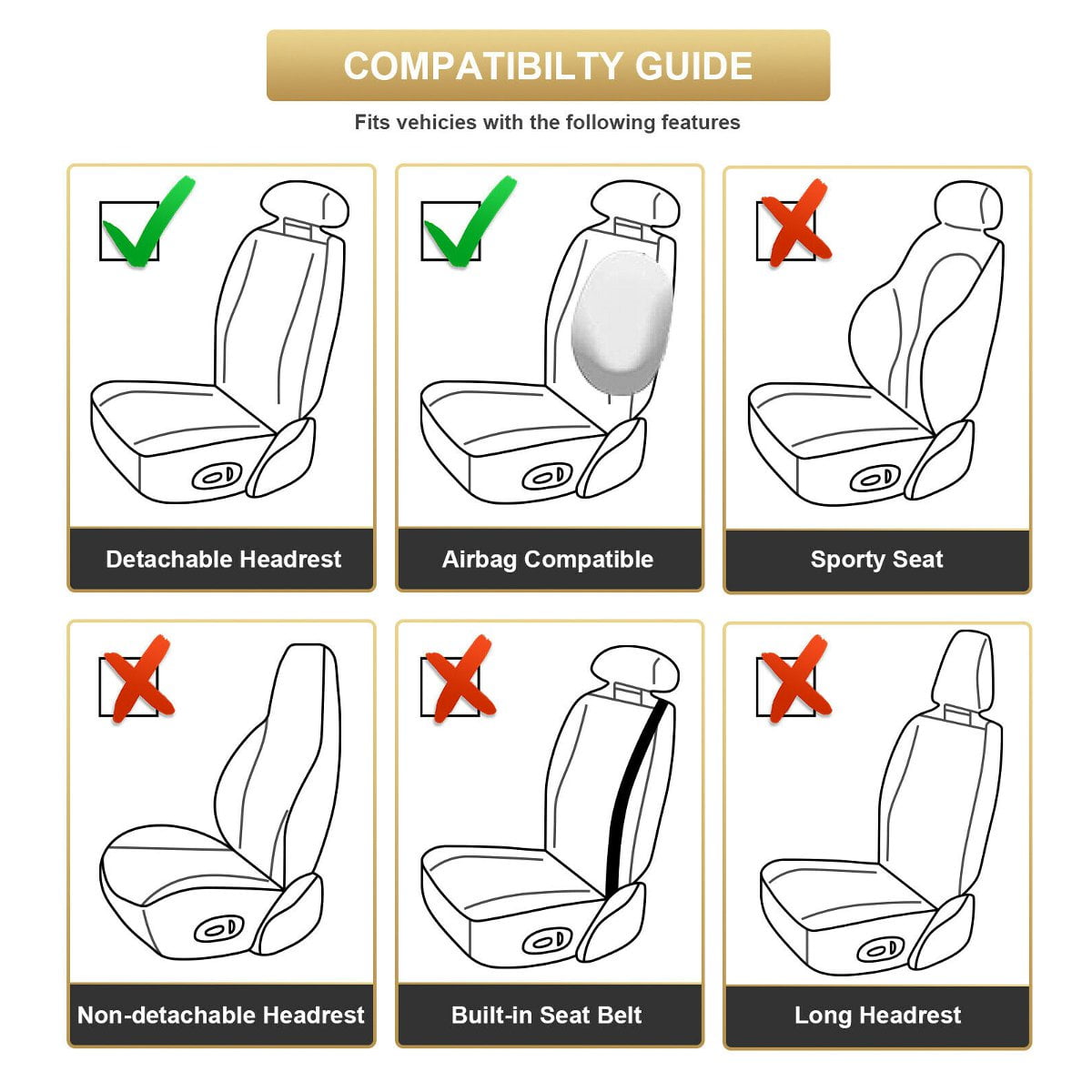 Audew 1 Piece Front Car Seat Cover PU Leather, Breathable and Soft Auto Seat Protector Universal Fit for Sedan SUV Pickup Van