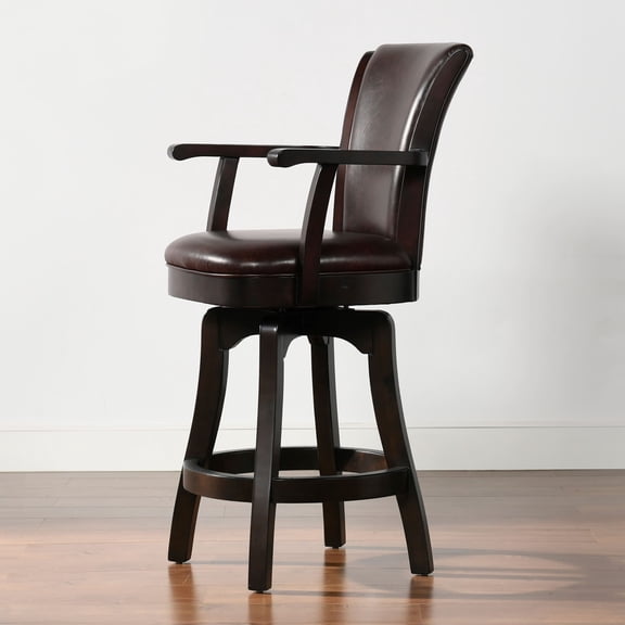 Williams 27" Swivel Counter Height Bar Stool Vintage Brown Faux Leather