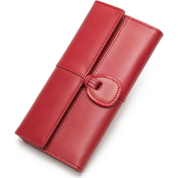 Wallet Women Genuine Leather Billfolds for Ladies Card Wallets Slim Wallet for Women(red)