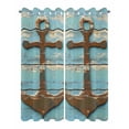 thumbnail image 2 of nqOlkjepod Outdoor Curtains for Patio Waterproof, Vintage Brown Anchor Outdoor Privacy Panels Grommet, Nautical Farmhouse Blue Wooden Blackout Outside Curtains for Porch/Cabana 54"x95", 2 Panels, 2 of 8