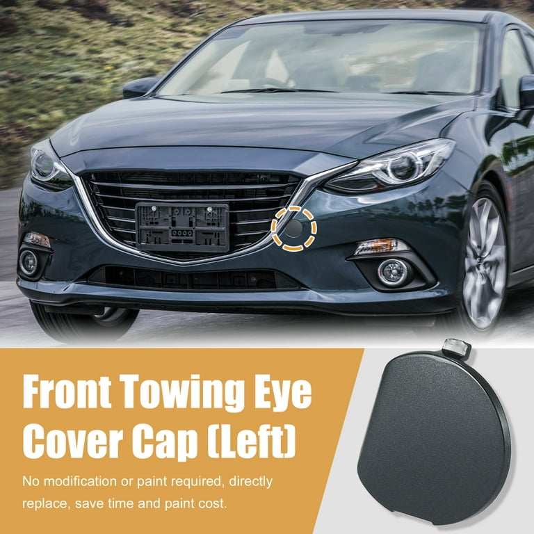 Unique Bargains Gray Front Bumper Tow Hook Towing Eye Cover Cap Replacement Plastic BHN1-50-A11-BB for Mazda 3 2014 2015 2016, Size: 6.4