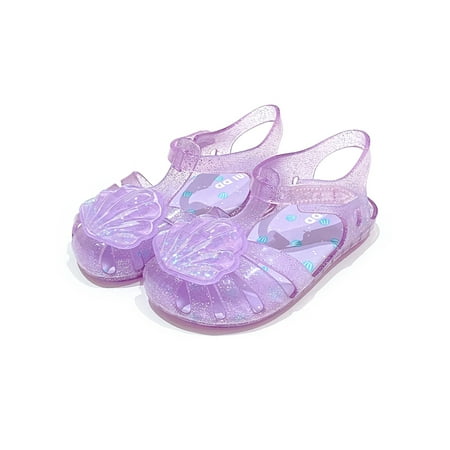 

Rockomi Girl s Jelly Sandal Beach Princess Shoes Ankle Strap Flat Sandals Girls Comfort Cute Fisherman Lightweight Summer Purple 11C
