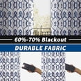thumbnail image 4 of DriftAway Evelyn Thermal Room Darkening Grommet Unlined Window Curtains Ikat Floral Pattern Set of 2 Panels 120"L x 52"W Navy Blue, 4 of 6