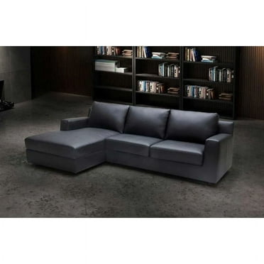 Elizabeth Premium Black Leather Sectional Sleeper with Storage in Chaise, Right