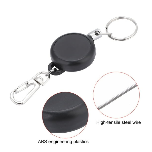 Ejoyous Llaveros retráctiles, cuerda de alambre de acero inoxidable de 60 cm llavero rugilil cierre de llave estirable llavero antipérdida