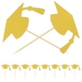thumbnail image 5 of WEUVEB 24Pcs Graduation Cap Cupcake Toppers Golden Easy Insert Party Supplies, 5 of 8