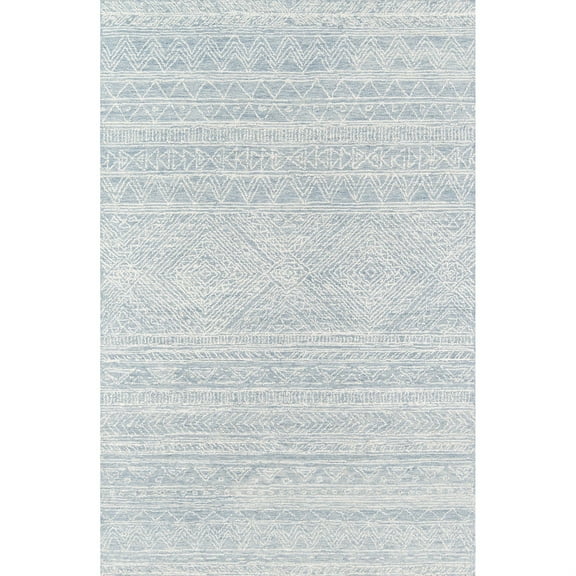 Momeni Mallorca Hand Hooked Wool Light Blue Area Rug 8' X 10'