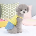thumbnail image 2 of LYMAYTER Dog Cartoon Pattern Double Pockets Letter Print Patchwork Puppy Party Spring Summer Sling Denim Dog Skirt for Small, 2 of 6