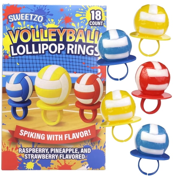 Volleyball Lollipop Rings, Sports Candy Party Favors, Team Treats, 18 Count, 13.8 Ounce Box