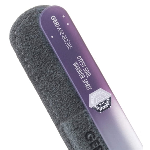 GERMANIKURE Czech Crystal Glass Nail File in Suede Leather Case - Gypsy Soul Warrior Spirit - Professional Manicure & Pedicure Products for Smooth Easy Shaping of Natural Nails