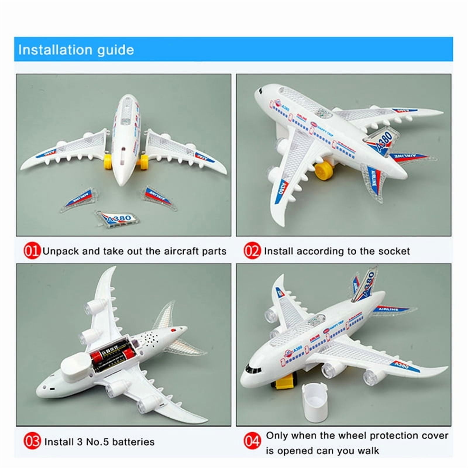 Electronic Aeroplane Toy with Music & Light Airplane Toy Electric Detachable Plane Toys Autopilot Automatic Obstacle Avoidance