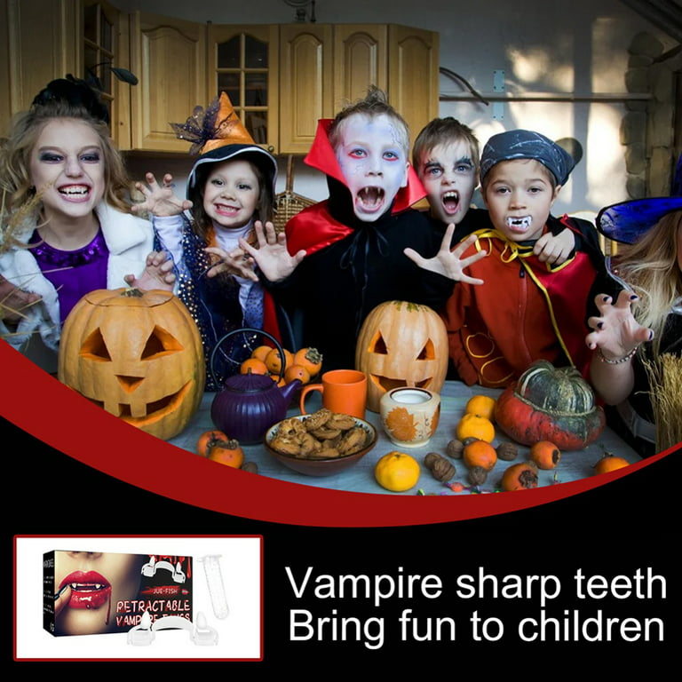 Retractable Vampire Fangs Halloween Decorations Cosplay Scary ...