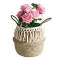 thumbnail image 3 of Seagrass Wicker Basket Flower Pot Foldable Storage Organizer Decorative Bin for Indoor Plants Laundry Toys and Home Accessories Boho Style Woven Planter Cover Decor, 3 of 5