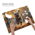 thumbnail image 2 of 1000-Piece Wooden Jigsaw Puzzle for Adults - Dog Running Fall Leaves , Challenging Family Art Project, Unique Home Wall Decor Gift, 2 of 7