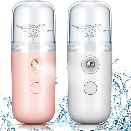 

Pack Mini Facial Mist Sprayer 30Ml Portable Usb Steamer Eyelash Extension Facial Moisturizing Spray Machine (White & Light Pink)