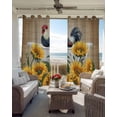 thumbnail image 4 of Bathing Roosters Blackout Curtains 63 Inches Long, Countryside Sunflower Vintage Burlap Thermal Insulated Black Out Curtains, Darkening Window Curtain Drapes for Bedroom Living Room 52"x63" 2 Panels, 4 of 9