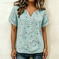 thumbnail image 3 of cocolona Womens Summer Striped Printed Tops Short Sleeve V Neck Loose Shirts Casual Pullover Blouses, 3 of 7