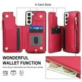 thumbnail image 4 of Crossbody Wallet Case for Samsung Galaxy S22, RFID Blocking Leather Purse Case with Card Holder, Double Flip-top Designing,Protective Flip Cover with Zipper Wrist Strap & Lanyard,Red, 4 of 8