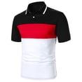 thumbnail image 2 of Birdeem Men Casual Button Short Sleeve Patchwork Turndown Pullover T-Shirt Tops, 2 of 7