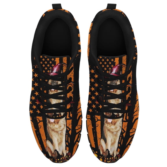 German Shepherd Halloween Running Shoes Sneakers Mesh Black Size 3.5